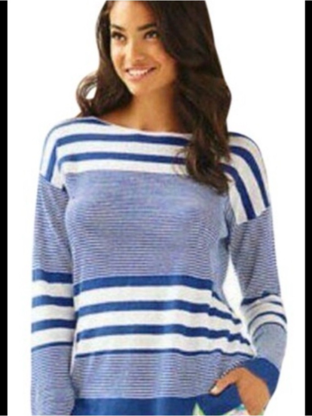 Lilly Pulitzer Linen Camilla Blue and White Striped Women’s Sweater Sz S